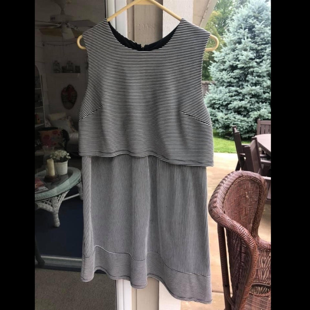 formal or business dress | navy & white stripes